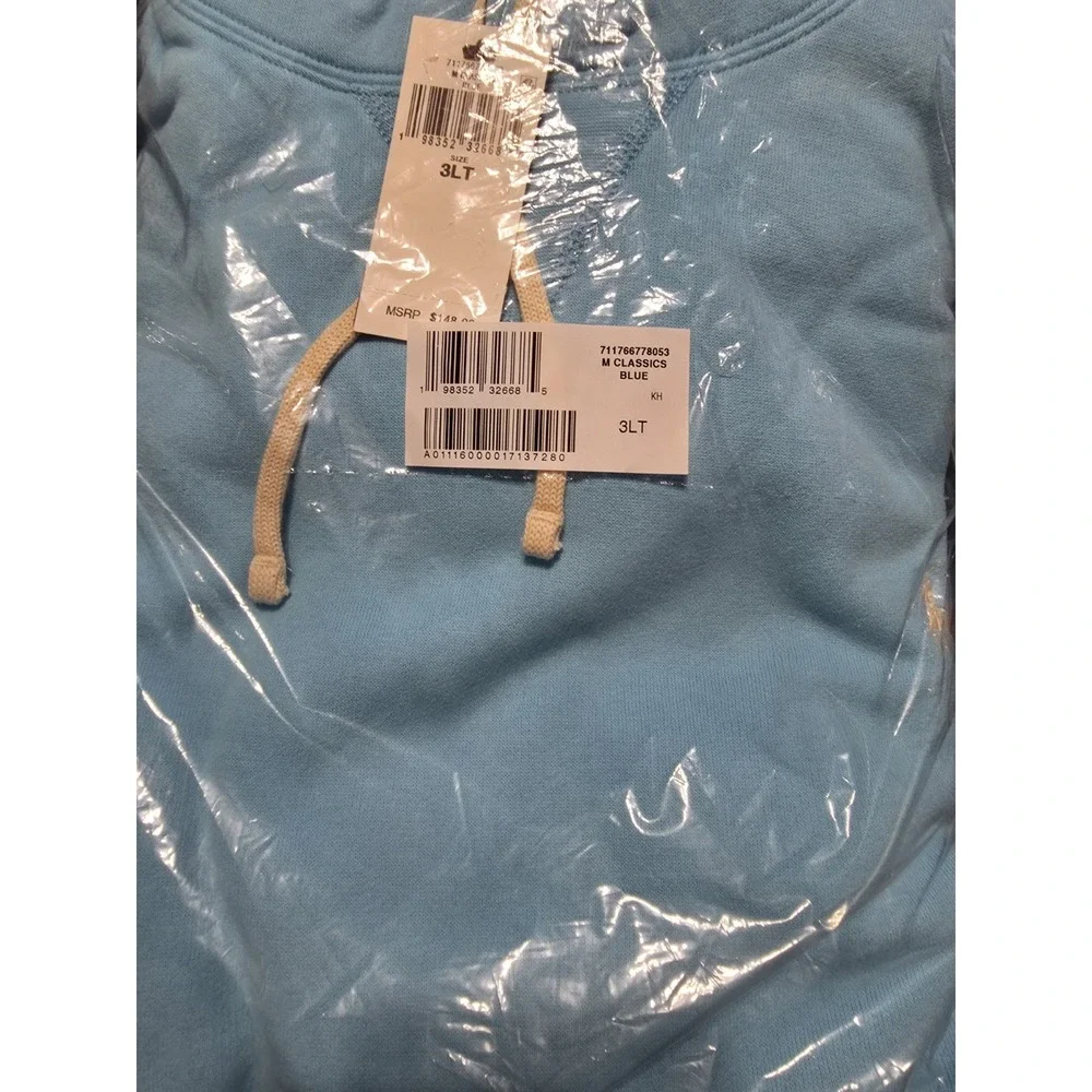 Polo Ralph Lauren Blue Pullover Hoodie w/ White Logo Pockets Big & Tall 3XLT NWT